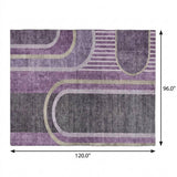 8' X 10' Purple And Plum Geometric Shag Washable Area Rug With UV Protection - HomeRoots - Flyclothing LLC