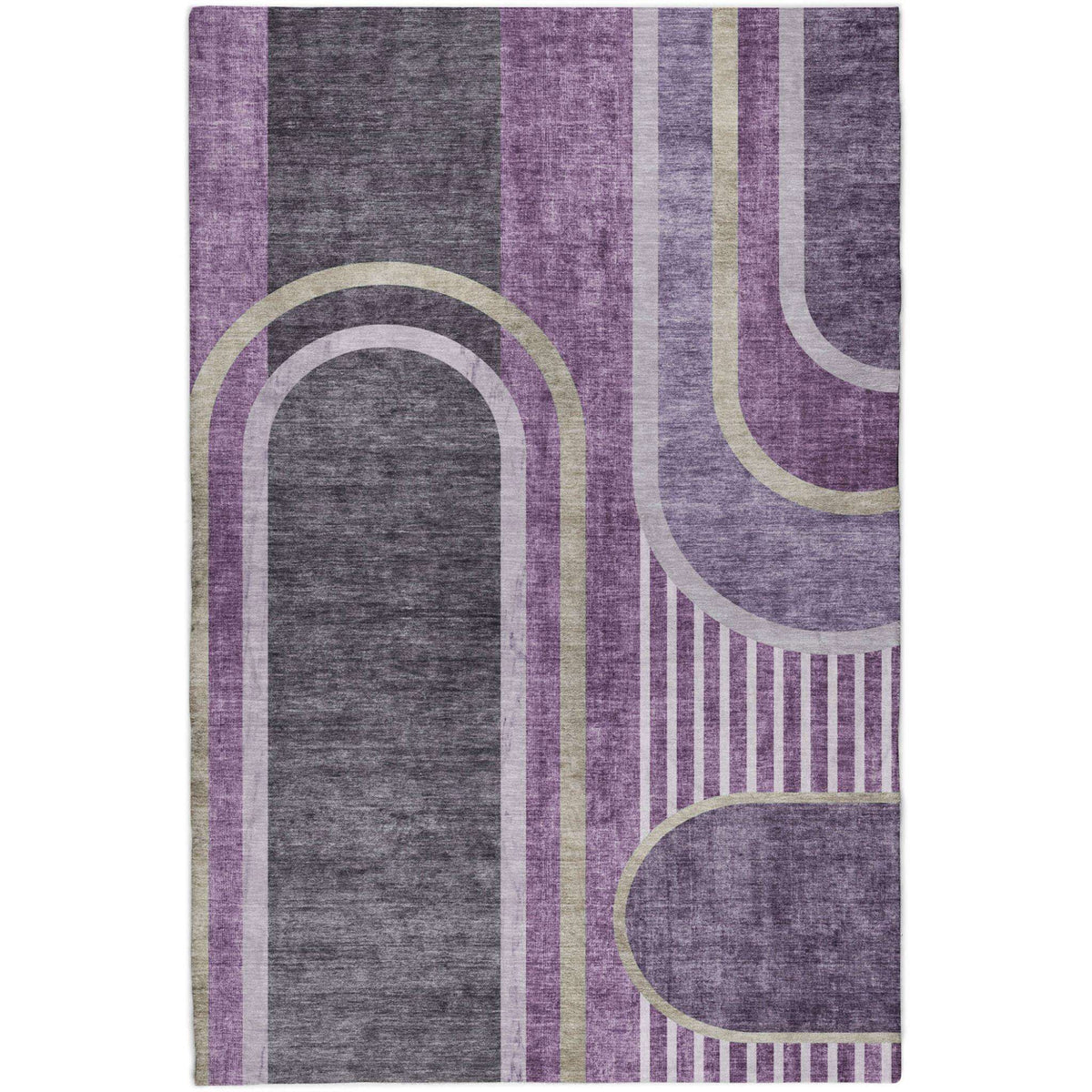 9' X 12' Purple And Plum Geometric Shag Washable Area Rug With UV Protection - HomeRoots - Flyclothing LLC