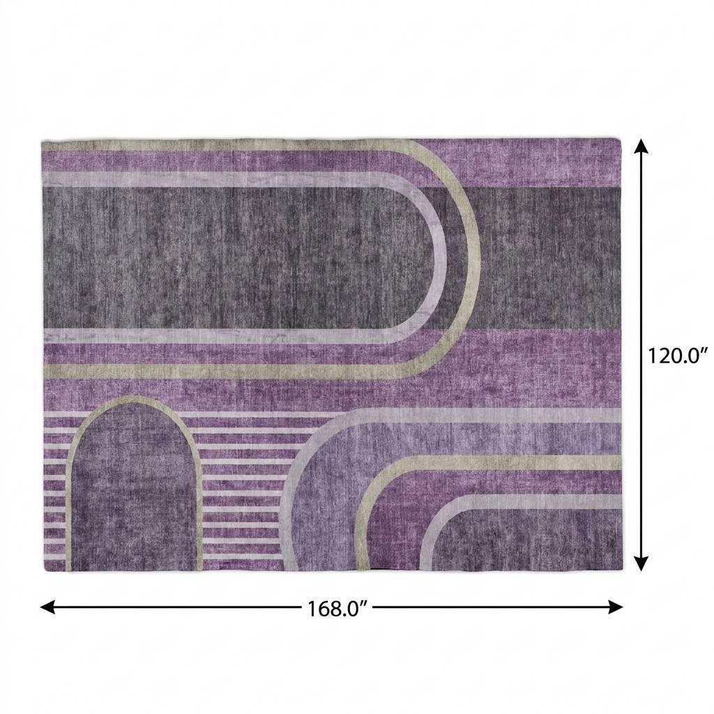 10' X 14' Purple And Plum Geometric Shag Washable Area Rug With UV Protection - HomeRoots - Flyclothing LLC
