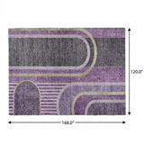 10' X 14' Purple And Plum Geometric Shag Washable Area Rug With UV Protection - HomeRoots - Flyclothing LLC