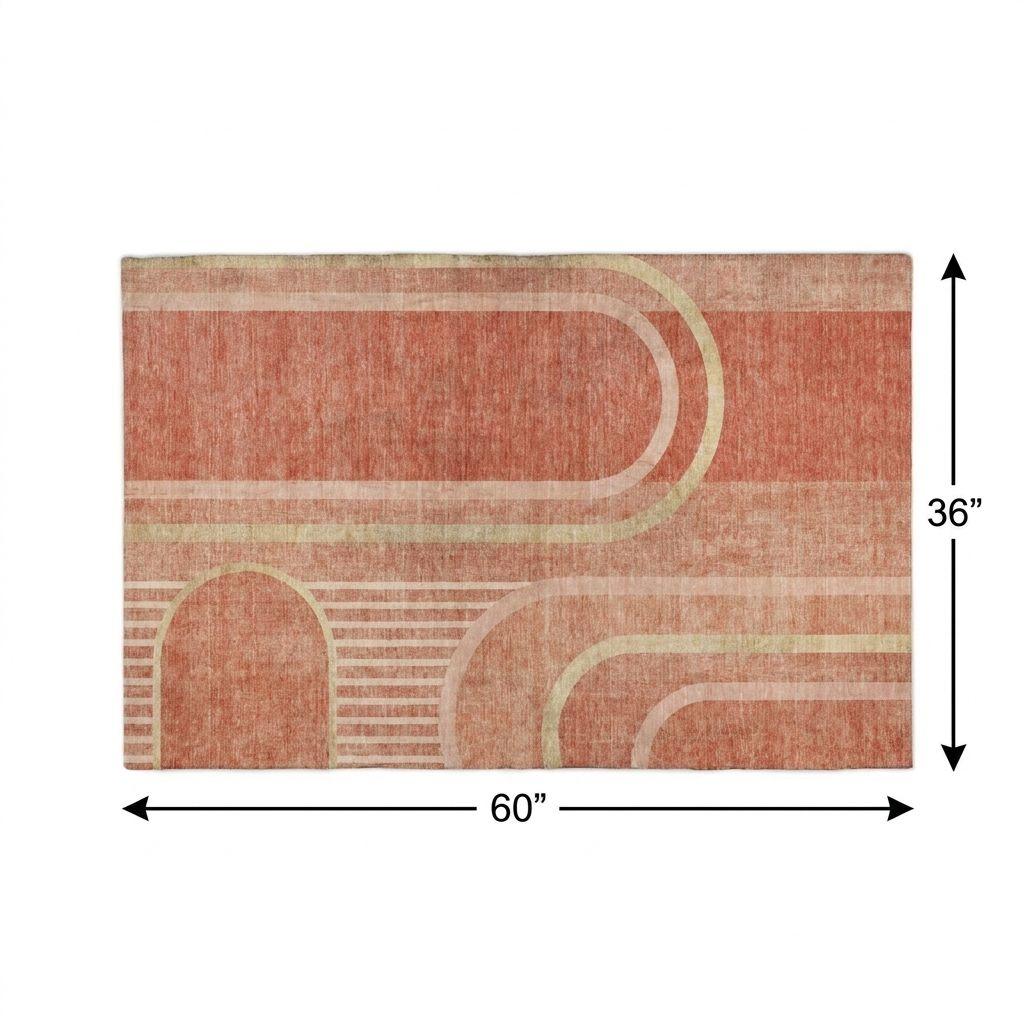 3' X 5' Salmon And Beige Geometric Shag Washable Area Rug With UV Protection - HomeRoots - Flyclothing LLC