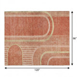 8' X 10' Salmon And Beige Geometric Shag Washable Area Rug With UV Protection - HomeRoots - Flyclothing LLC