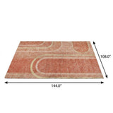 9' X 12' Salmon And Beige Geometric Shag Washable Area Rug With UV Protection - HomeRoots - Flyclothing LLC