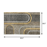 3' X 5' Taupe And Brown Geometric Shag Washable Area Rug With UV Protection - HomeRoots - Flyclothing LLC