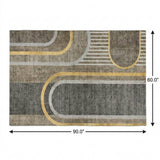 5' X 8' Taupe And Brown Geometric Shag Washable Area Rug With UV Protection - HomeRoots - Flyclothing LLC