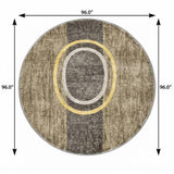 8' Taupe And Brown Geometric Shag Washable Round Rug With UV Protection - HomeRoots - Flyclothing LLC