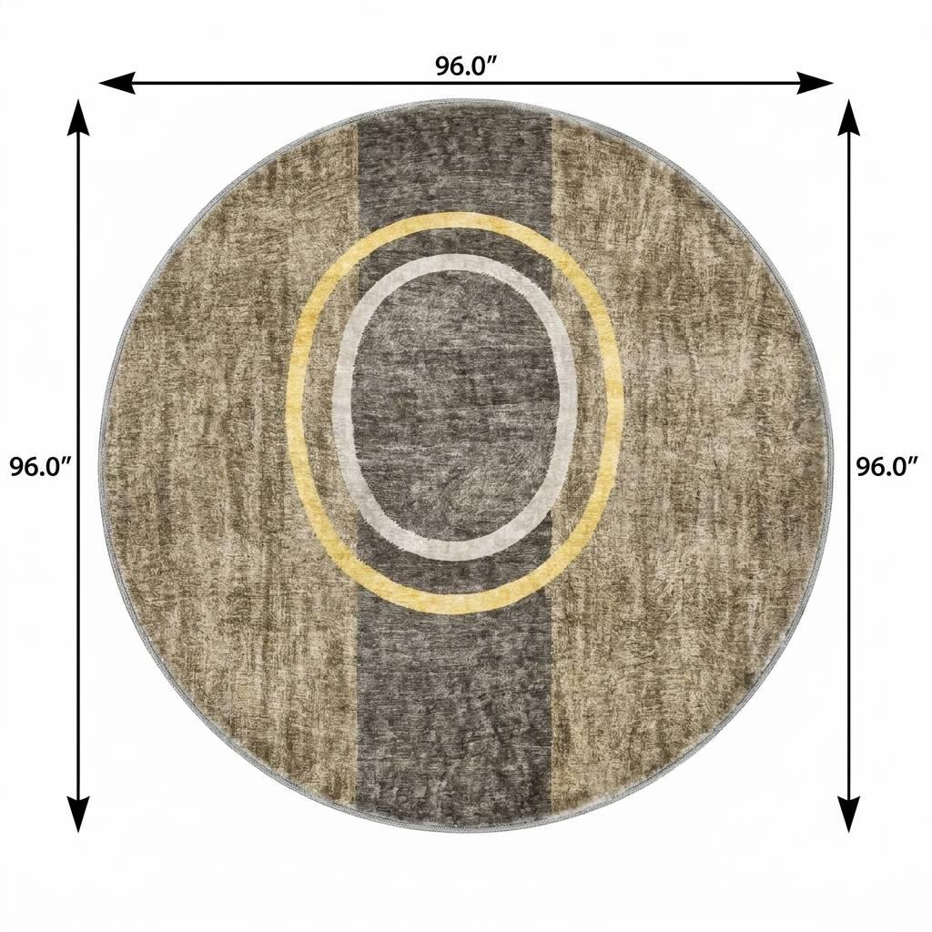 8' Taupe And Brown Geometric Shag Washable Round Rug With UV Protection - HomeRoots - Flyclothing LLC