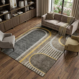 10' X 14' Taupe And Brown Geometric Shag Washable Area Rug With UV Protection - HomeRoots - Flyclothing LLC