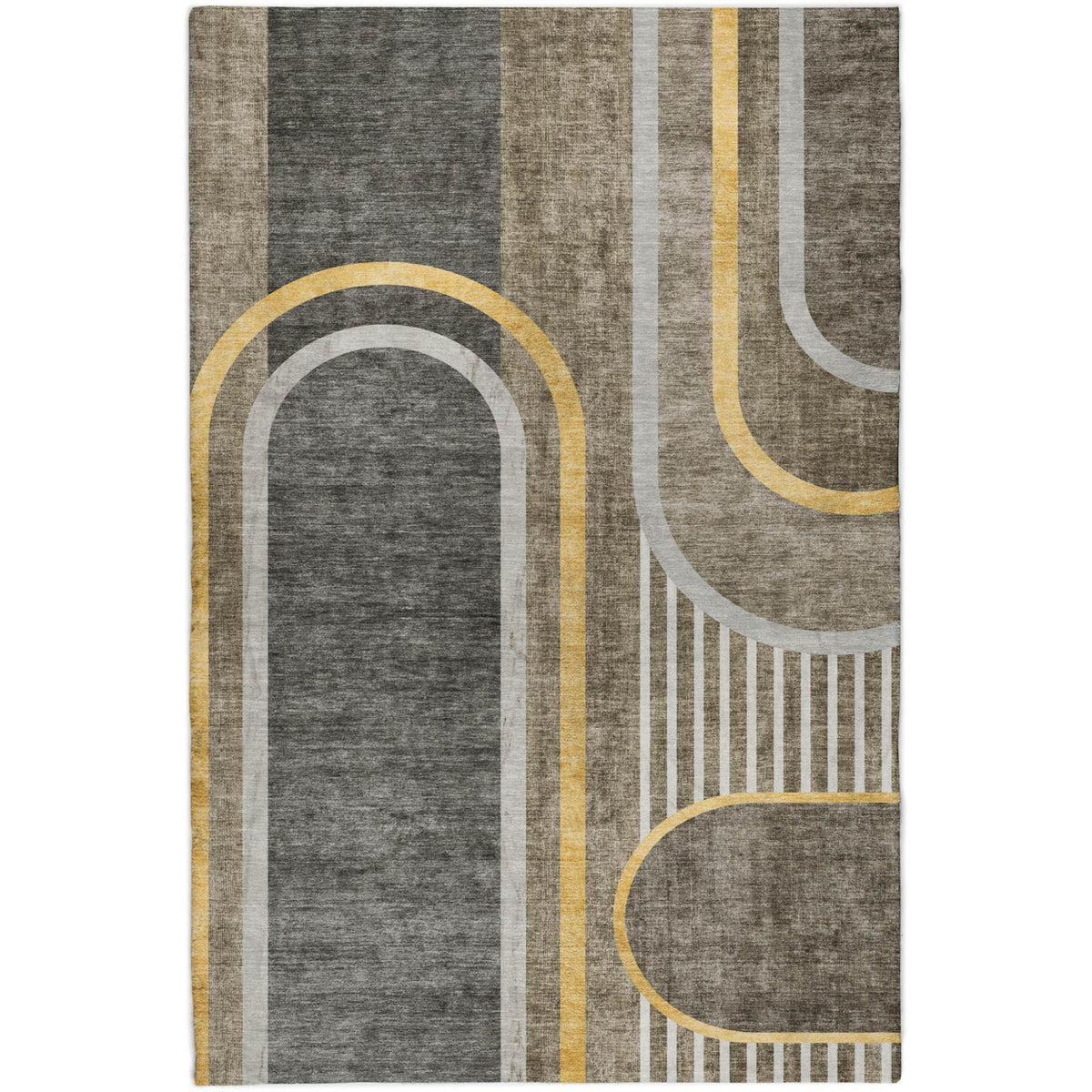 10' X 14' Taupe And Brown Geometric Shag Washable Area Rug With UV Protection - HomeRoots - Flyclothing LLC