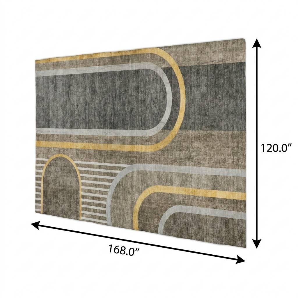 10' X 14' Taupe And Brown Geometric Shag Washable Area Rug With UV Protection - HomeRoots - Flyclothing LLC
