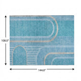 9' X 12' Teal And Denim Blue Geometric Shag Washable Area Rug With UV Protection - HomeRoots - Flyclothing LLC