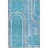 10' X 14' Teal And Denim Blue Geometric Shag Washable Area Rug With UV Protection - HomeRoots - Flyclothing LLC