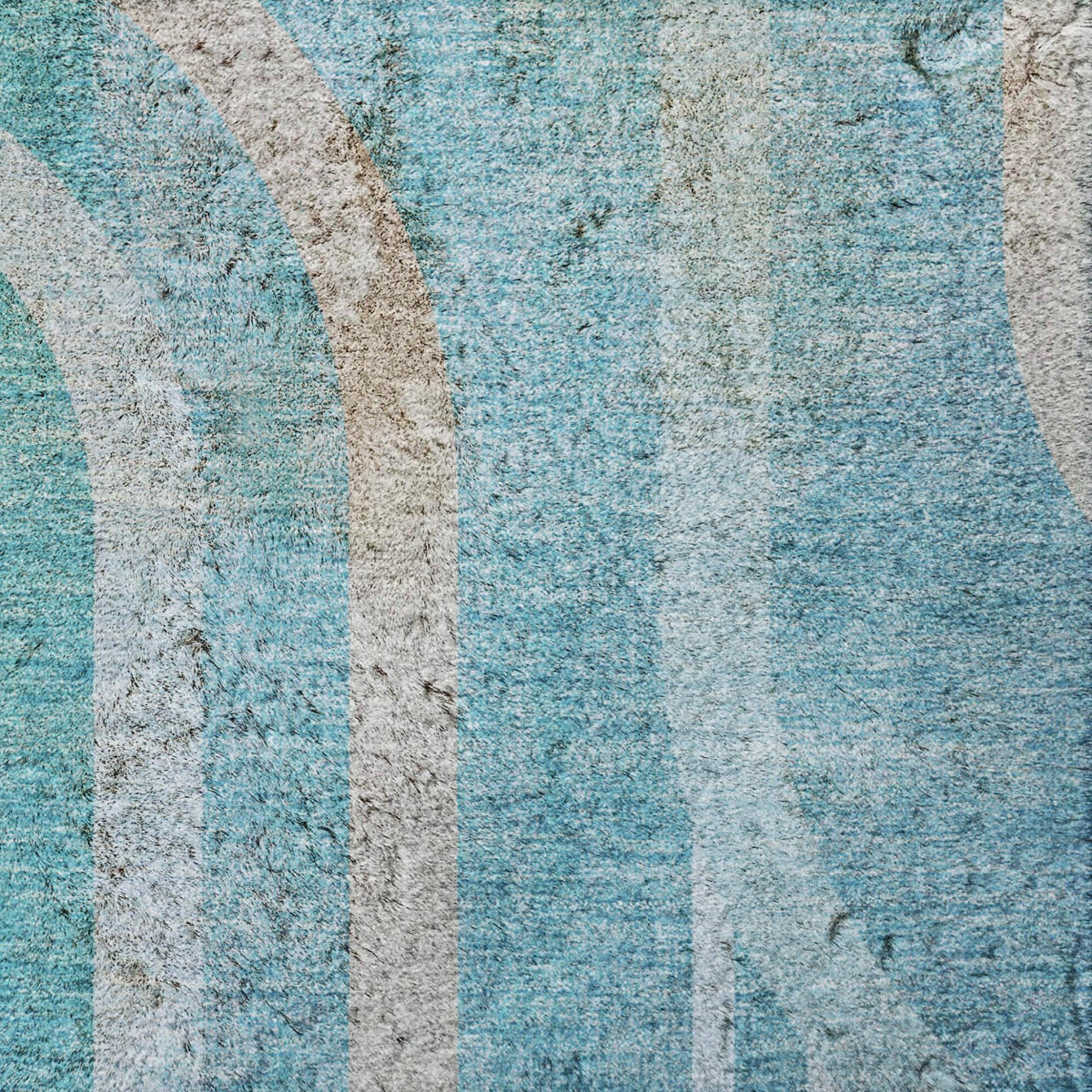 10' X 14' Teal And Denim Blue Geometric Shag Washable Area Rug With UV Protection - HomeRoots - Flyclothing LLC
