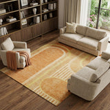 8' X 10' Terra Cotta And Gold Geometric Shag Washable Area Rug With UV Protection - HomeRoots - Flyclothing LLC