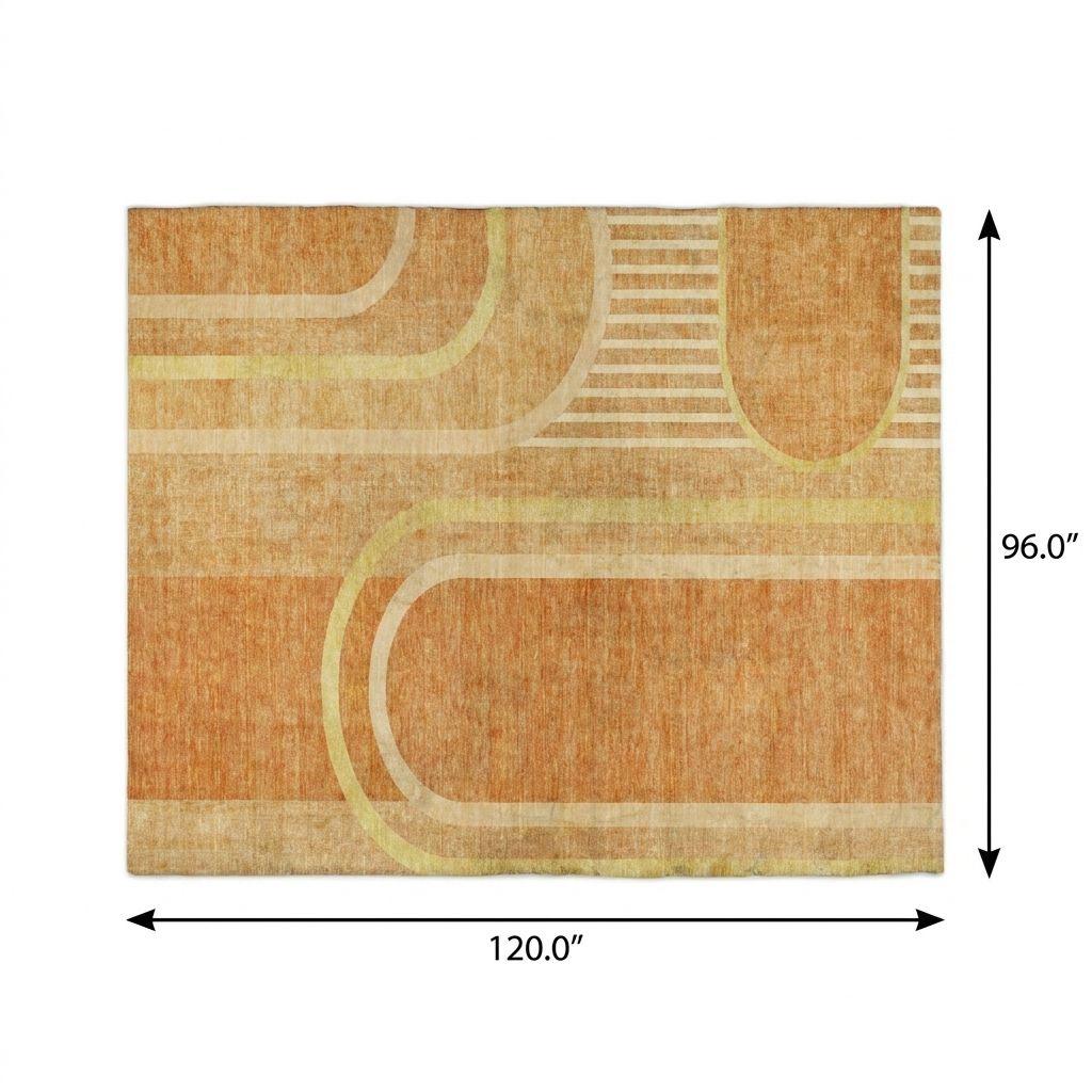 8' X 10' Terra Cotta And Gold Geometric Shag Washable Area Rug With UV Protection - HomeRoots - Flyclothing LLC