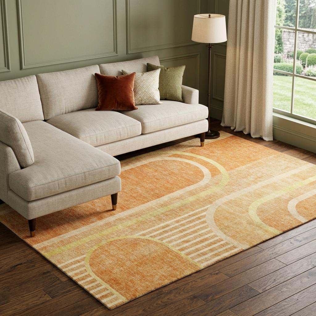 9' X 12' Terra Cotta And Gold Geometric Shag Washable Area Rug With UV Protection - HomeRoots - Flyclothing LLC