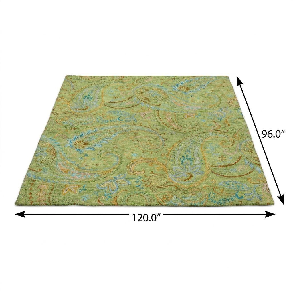 8' X 10' Green And Teal Paisley Shag Washable Area Rug With UV Protection - HomeRoots - Flyclothing LLC
