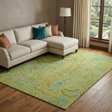 9' X 12' Green And Teal Paisley Shag Washable Area Rug With UV Protection - HomeRoots - Flyclothing LLC