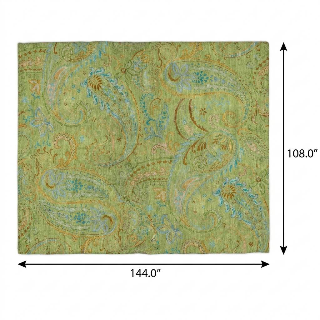 9' X 12' Green And Teal Paisley Shag Washable Area Rug With UV Protection - HomeRoots - Flyclothing LLC