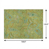 10' X 14' Green And Teal Paisley Shag Washable Area Rug With UV Protection - HomeRoots - Flyclothing LLC