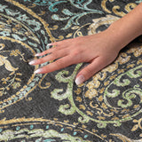 3' X 5' Black And Teal Paisley Shag Washable Area Rug With UV Protection - HomeRoots - Flyclothing LLC