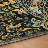 5' X 8' Black And Teal Paisley Shag Washable Area Rug With UV Protection - HomeRoots - Flyclothing LLC