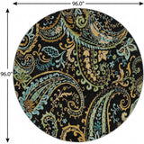 8' Black And Teal Paisley Shag Washable Round Rug With UV Protection - HomeRoots - Flyclothing LLC
