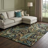 9' X 12' Black And Teal Paisley Shag Washable Area Rug With UV Protection - HomeRoots - Flyclothing LLC