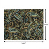 9' X 12' Black And Teal Paisley Shag Washable Area Rug With UV Protection - HomeRoots - Flyclothing LLC