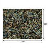 10' X 14' Black And Teal Paisley Shag Washable Area Rug With UV Protection - HomeRoots - Flyclothing LLC