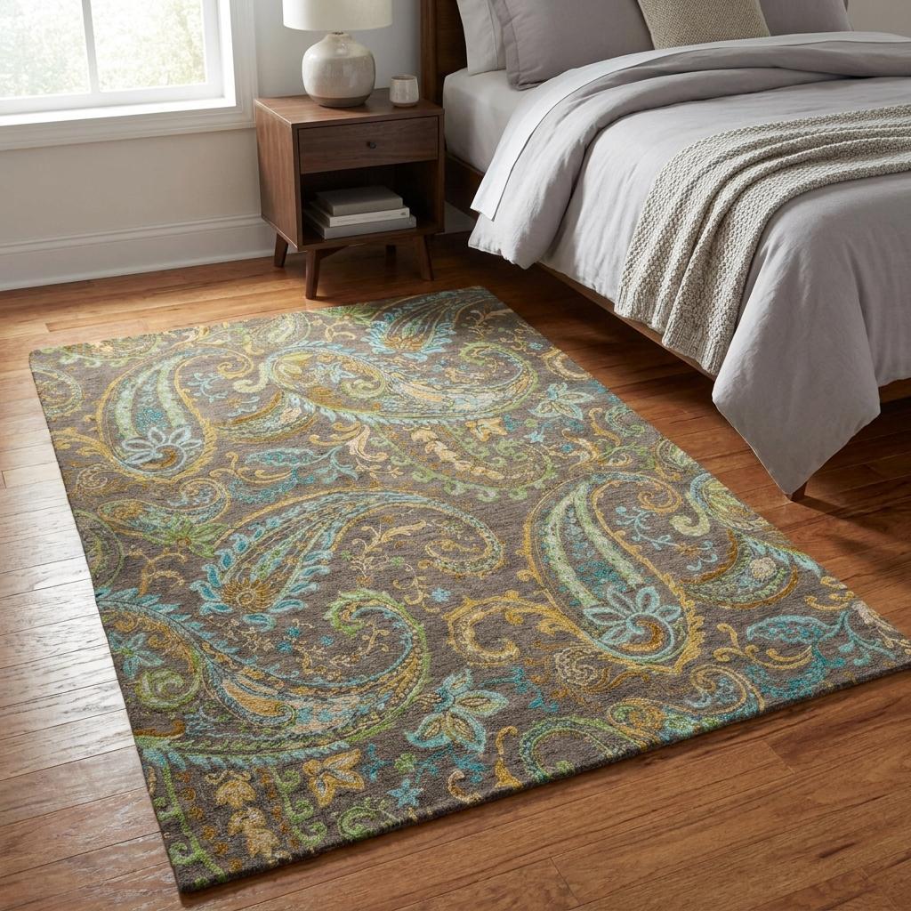 3' X 5' Chocolate And Teal Paisley Shag Washable Area Rug With UV Protection - HomeRoots - Flyclothing LLC