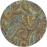 8' Chocolate And Teal Paisley Shag Washable Round Rug With UV Protection - HomeRoots - Flyclothing LLC
