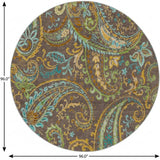 8' Chocolate And Teal Paisley Shag Washable Round Rug With UV Protection - HomeRoots - Flyclothing LLC