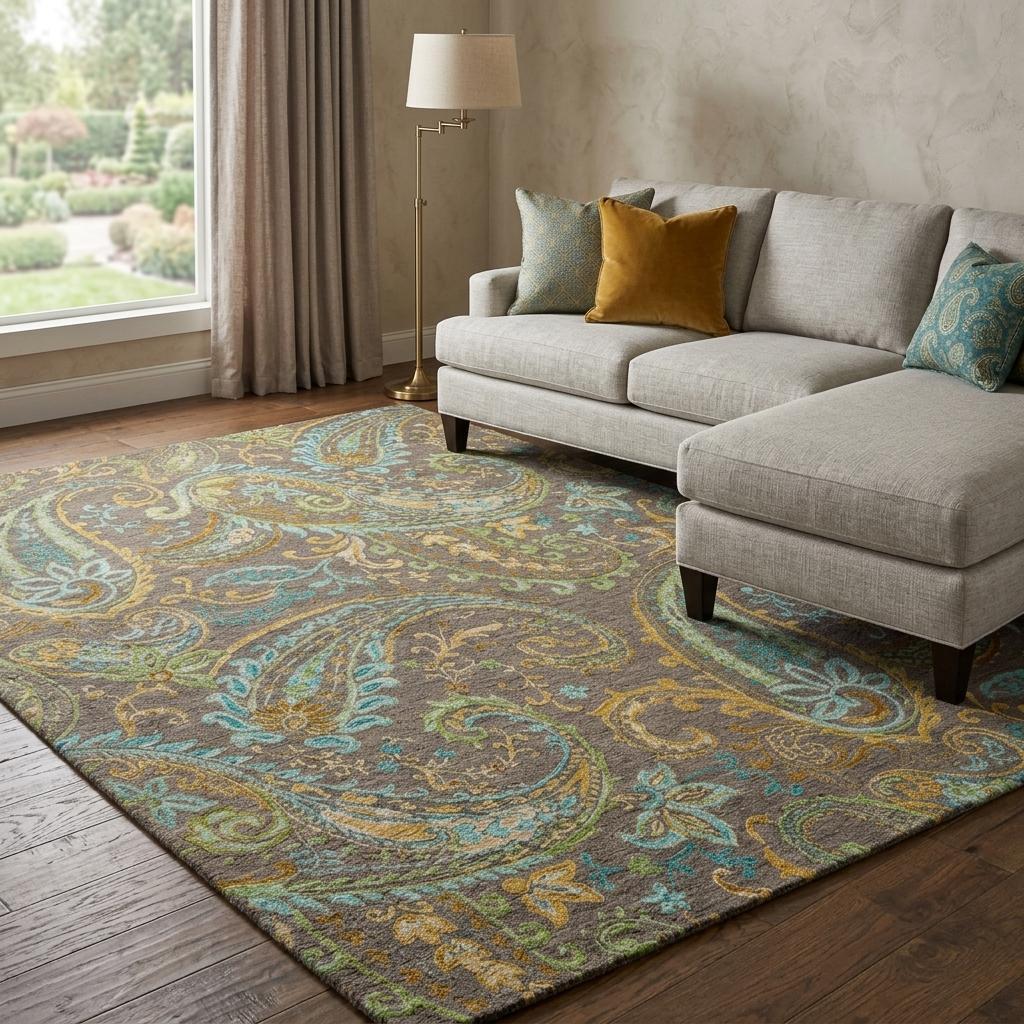 8' X 10' Chocolate And Teal Paisley Shag Washable Area Rug With UV Protection - HomeRoots - Flyclothing LLC