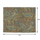 9' X 12' Chocolate And Teal Paisley Shag Washable Area Rug With UV Protection - HomeRoots - Flyclothing LLC