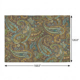 10' X 14' Chocolate And Teal Paisley Shag Washable Area Rug With UV Protection - HomeRoots - Flyclothing LLC