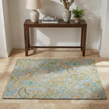 3' X 5' Gray And Teal Paisley Shag Washable Area Rug With UV Protection - HomeRoots - Flyclothing LLC