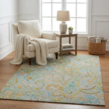 5' X 8' Gray And Teal Paisley Shag Washable Area Rug With UV Protection - HomeRoots - Flyclothing LLC
