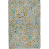 5' X 8' Gray And Teal Paisley Shag Washable Area Rug With UV Protection - HomeRoots - Flyclothing LLC