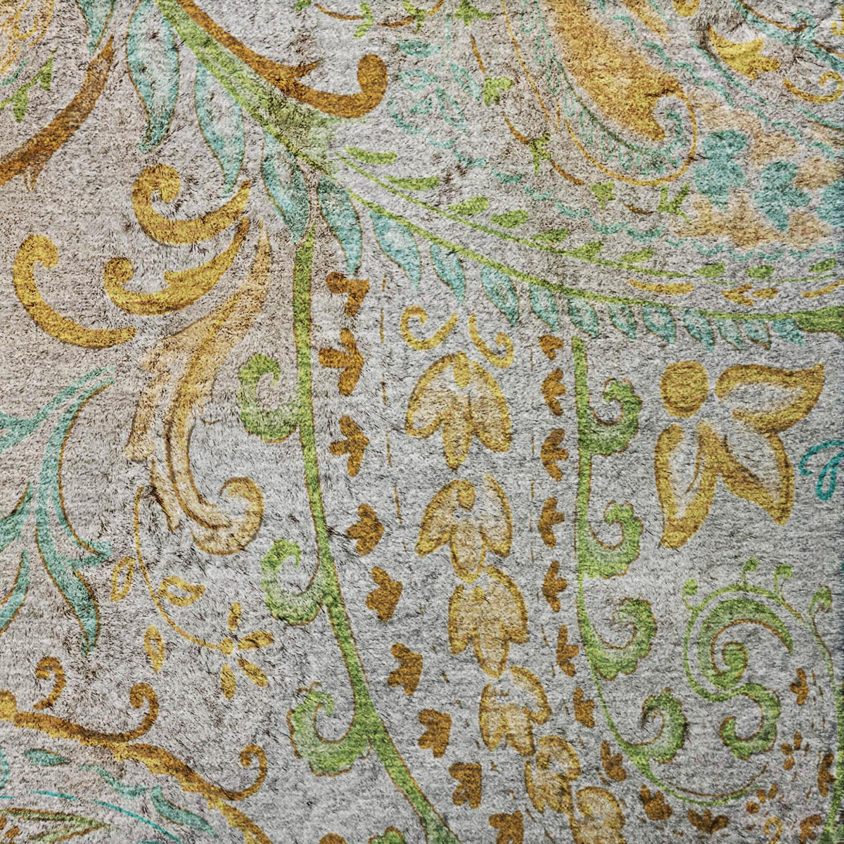 5' X 8' Gray And Teal Paisley Shag Washable Area Rug With UV Protection - HomeRoots - Flyclothing LLC