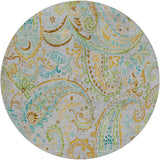 8' Gray And Teal Paisley Shag Washable Round Rug With UV Protection - HomeRoots - Flyclothing LLC