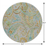 8' Gray And Teal Paisley Shag Washable Round Rug With UV Protection - HomeRoots - Flyclothing LLC
