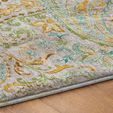 8' X 10' Gray And Teal Paisley Shag Washable Area Rug With UV Protection - HomeRoots - Flyclothing LLC