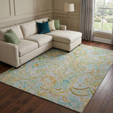10' X 14' Gray And Teal Paisley Shag Washable Area Rug With UV Protection - HomeRoots - Flyclothing LLC