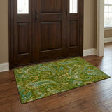 3' X 5' Green And Teal Paisley Shag Washable Area Rug With UV Protection - HomeRoots - Flyclothing LLC