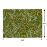 5' X 8' Green And Teal Paisley Shag Washable Area Rug With UV Protection - HomeRoots - Flyclothing LLC