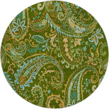 8' Green And Teal Paisley Shag Washable Round Rug With UV Protection - HomeRoots - Flyclothing LLC