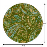 8' Green And Teal Paisley Shag Washable Round Rug With UV Protection - HomeRoots - Flyclothing LLC