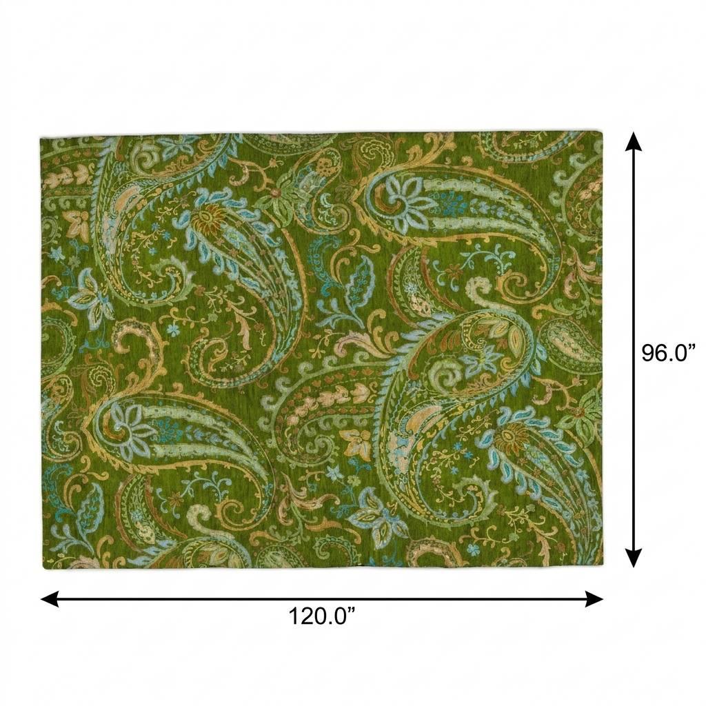 8' X 10' Green And Teal Paisley Shag Washable Area Rug With UV Protection - HomeRoots - Flyclothing LLC
