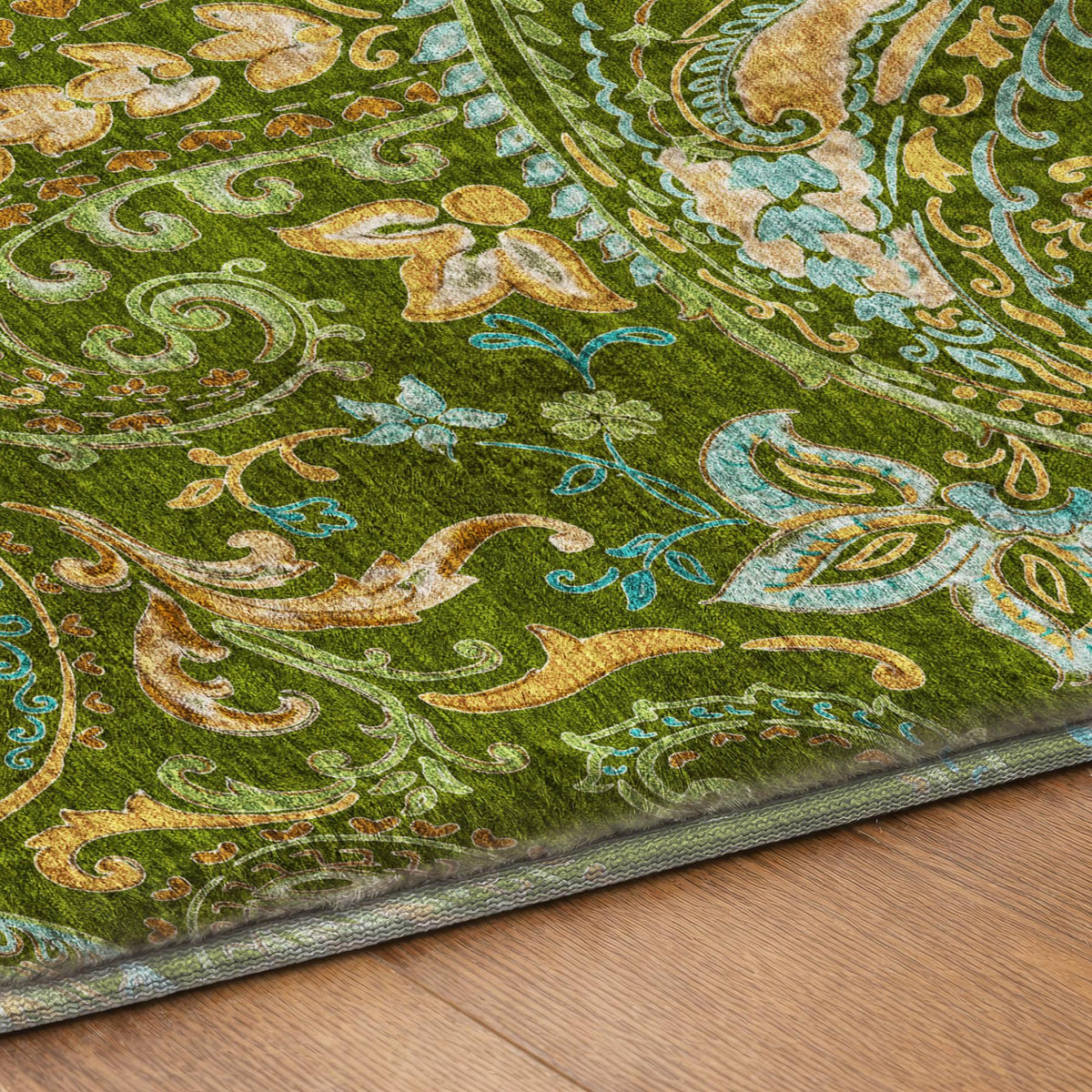 9' X 12' Green And Teal Paisley Shag Washable Area Rug With UV Protection - HomeRoots - Flyclothing LLC